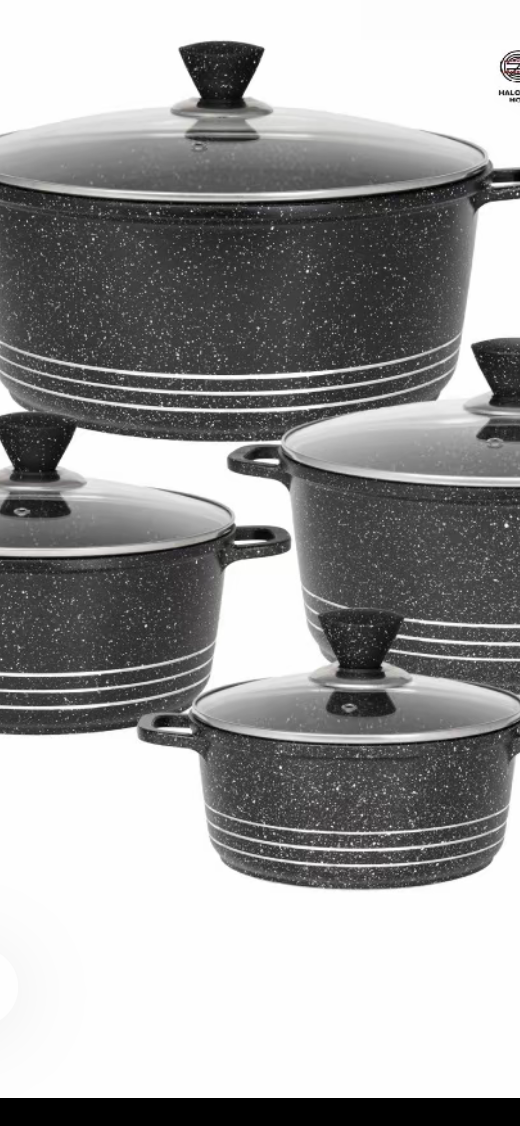 Die-Cast Stockpots Set- Aluminium Non Stick Coating Cooking Pot With Tempered Glass Lid With Steam Vent Cookware Kitche