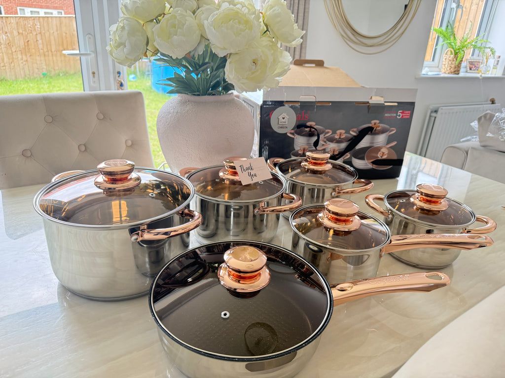 12Pcs Stainless Steel Saucepan Stock Pot Set Kitchen Induction Cookware
