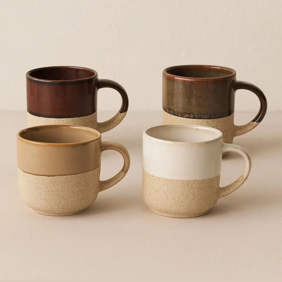 Ceramic Cup, Assorted in 4 Colors Macchiato(set of 4)