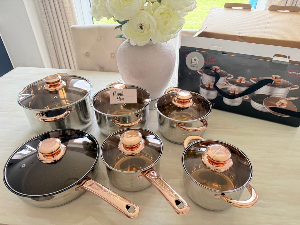 12Pcs Stainless Steel Saucepan Stock Pot Set Kitchen Induction Cookware