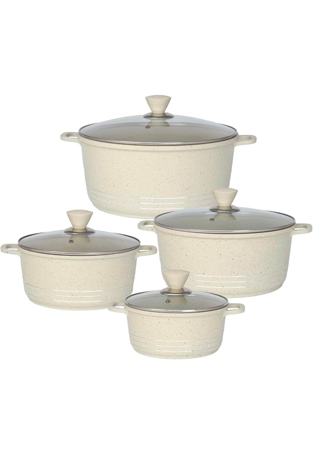 Die-Cast Stockpots Set- Aluminium Non Stick Coating Cooking Pot With Tempered Glass Lid With Steam Vent Cookware Kitche