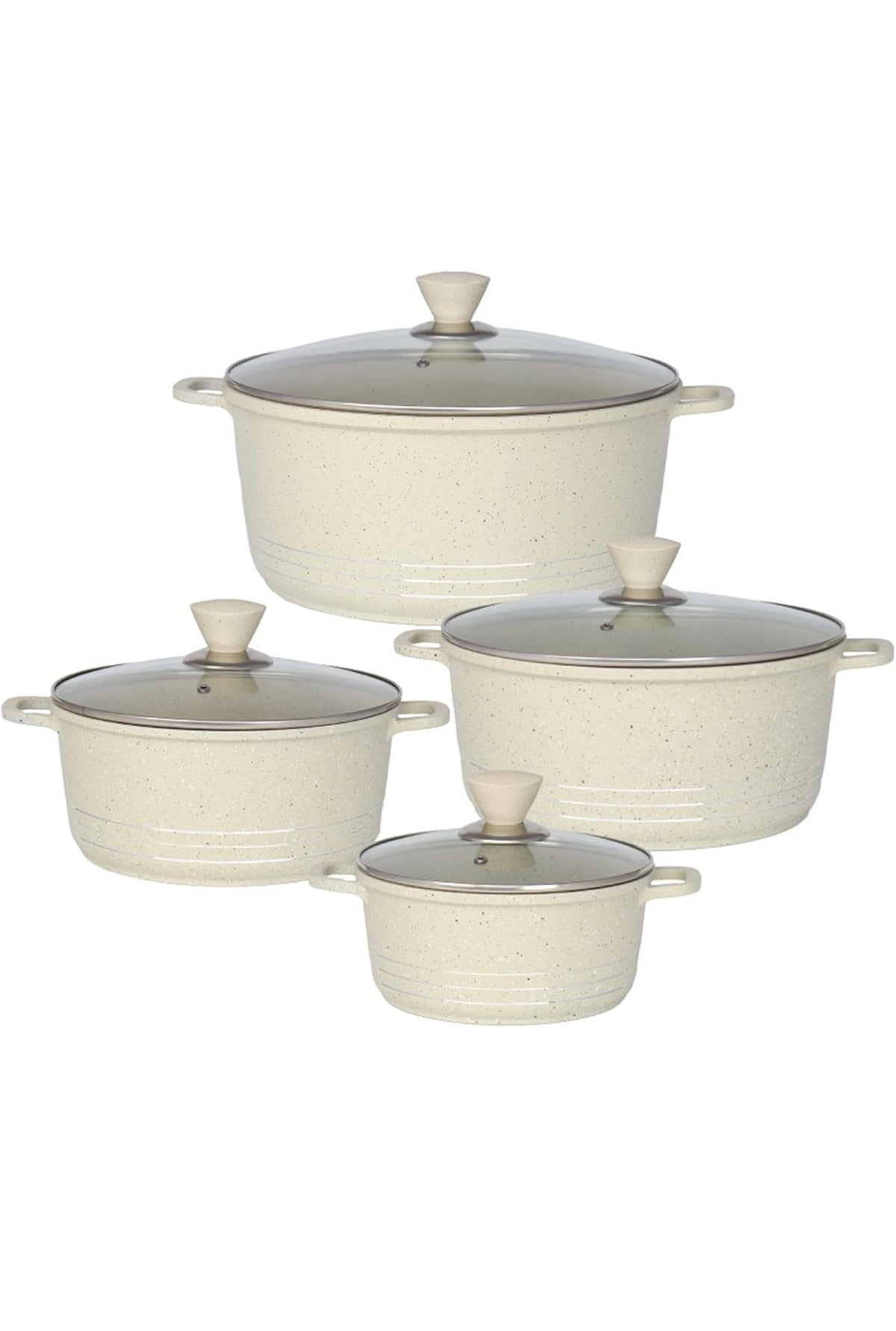 Die-Cast Stockpots Set- Aluminium Non Stick Coating Cooking Pot With Tempered Glass Lid With Steam Vent Cookware Kitche