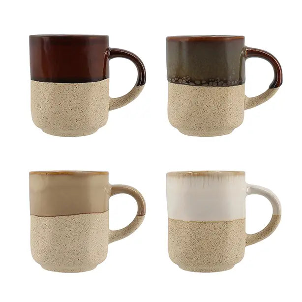 Ceramic Cup, Assorted in 4 Colors Macchiato(set of 4)