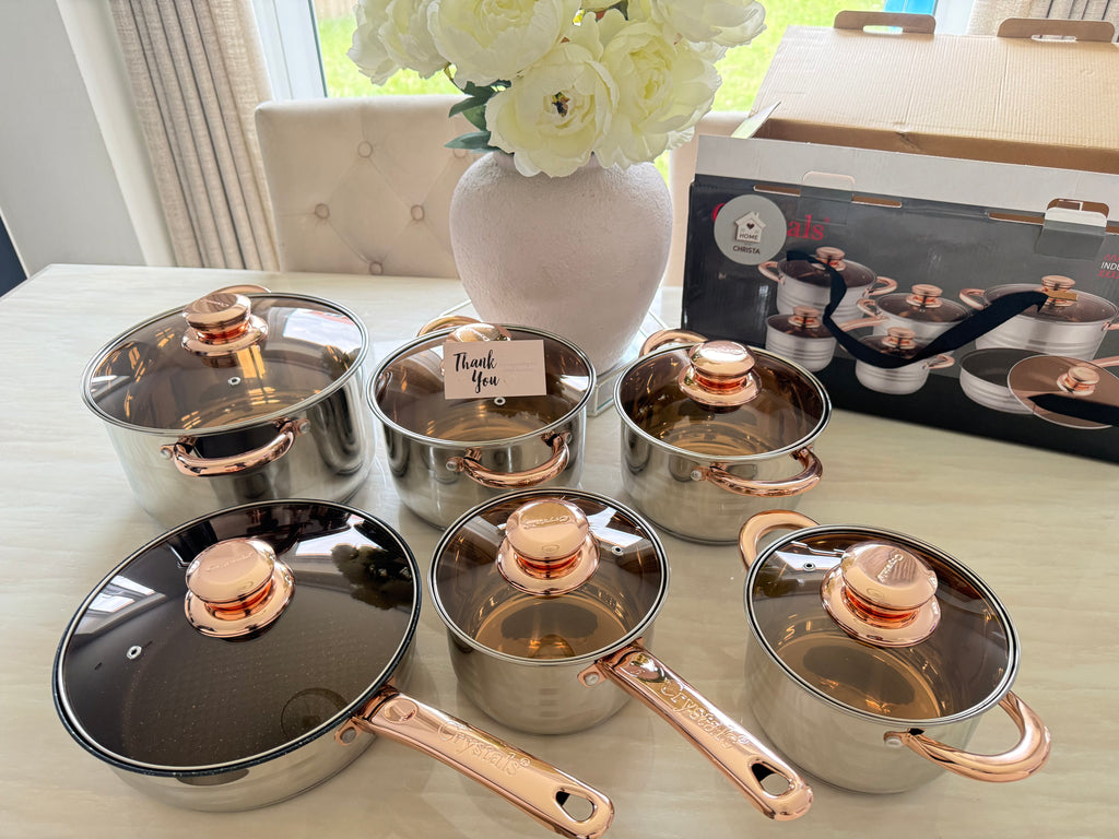 12Pcs Stainless Steel Saucepan Stock Pot Set Kitchen Induction Cookware