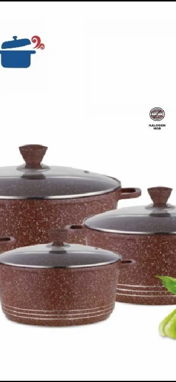 Die-Cast Stockpots Set- Aluminium Non Stick Coating Cooking Pot With Tempered Glass Lid With Steam Vent Cookware Kitche
