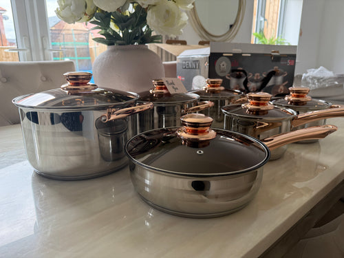 12Pcs Stainless Steel Saucepan Stock Pot Set Kitchen Induction Cookware