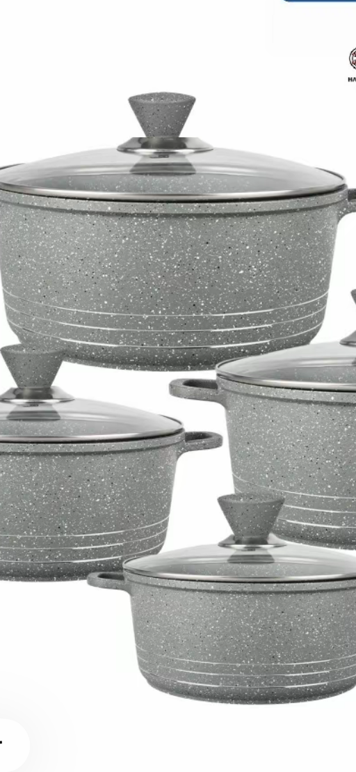 Die-Cast Stockpots Set- Aluminium Non Stick Coating Cooking Pot With Tempered Glass Lid With Steam Vent Cookware Kitche