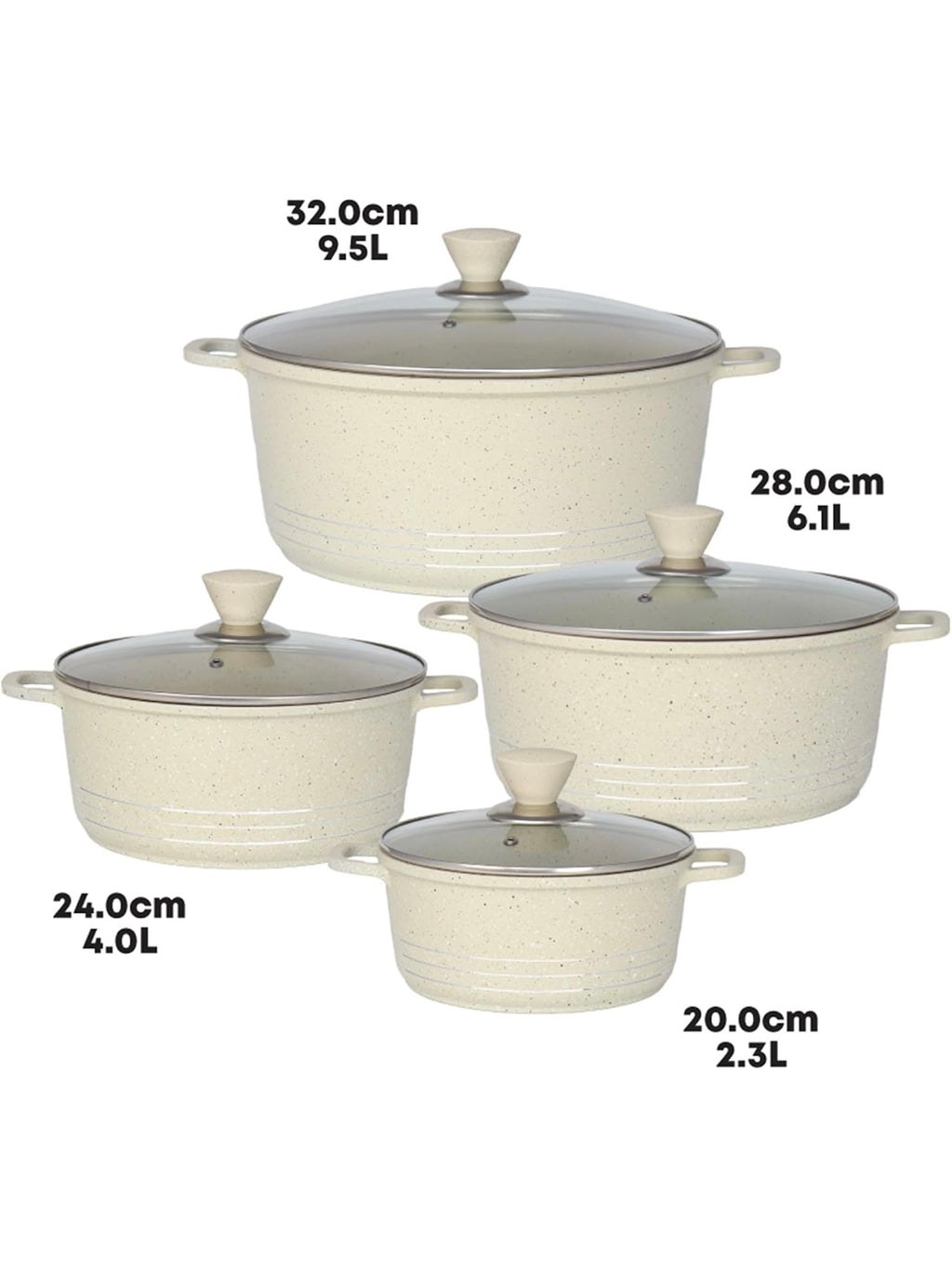 Die-Cast Stockpots Set- Aluminium Non Stick Coating Cooking Pot With Tempered Glass Lid With Steam Vent Cookware Kitche