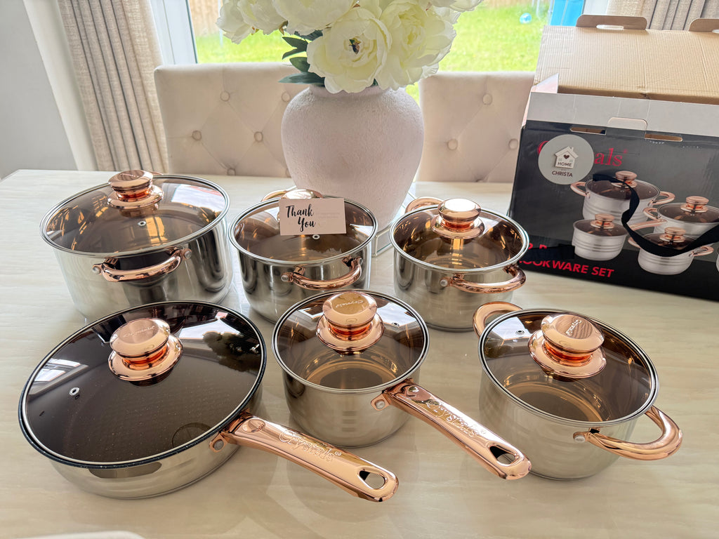 12Pcs Stainless Steel Saucepan Stock Pot Set Kitchen Induction Cookware