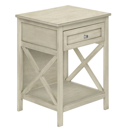 Antique White Transitional Bedroom Furniture Bush Furniture Key West End Table Veneer Washed Finish Dimensions 19.00 X 15.75 X