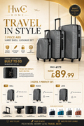 3 piece black set of suitcases (multi colours)