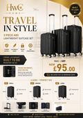 3 piece black set of suitcases