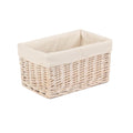 Whitewash White Lined Wicker Storage Basket