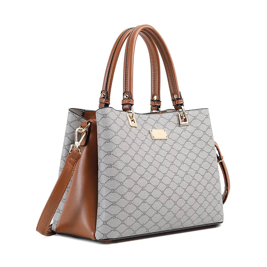 Bessie Logo Print Two Tone Tote